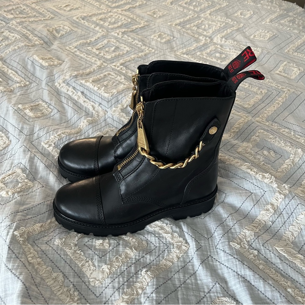 Zadig & Voltaire Black Boots with‎ Gold front zipper Accents 39 - Picture 2 of 9